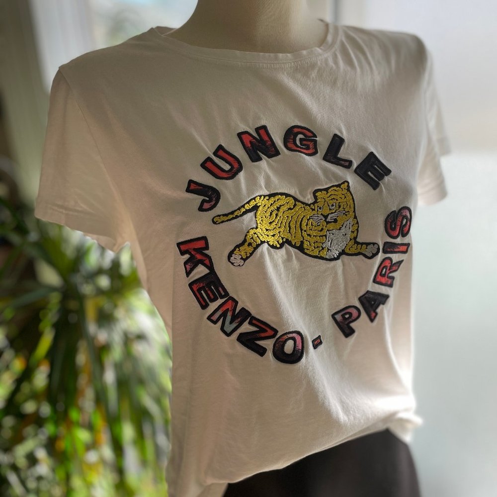 Rare Kenzo x HM white embroidered T-shirt, size M